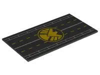 Black Tile 8 x 16 with Bottom Tubes, Textured Surface with Runway and SHIELD Logo Pattern