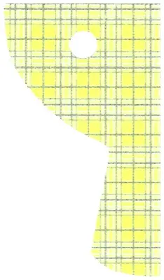 White Cloth Curtain Left with Bright Light Yellow and Sand Blue Plaid Pattern - Traditional Starched
