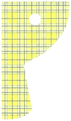 White Cloth Curtain Right with Bright Light Yellow and Sand Blue Plaid Pattern - Traditional Starche