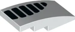 White Slope, Curved 4 x 2 with Black Air Vent Grille Pattern Model Left Side