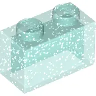 Glitter Trans-Light Blue Brick 1 x 2 without Bottom Tube