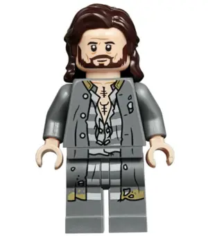 Sirius Black - Dark Brown Hair, Dark Bluish Gray Jacket over Tattered Striped Shirt, Printed Legs