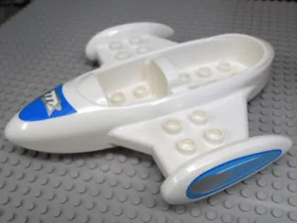 White Duplo Spaceship Body with Blue and Silver Pattern