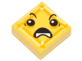 Yellow Tile 1 x 1 with Face with Open Downturned Mouth (Kryptomite) Pattern