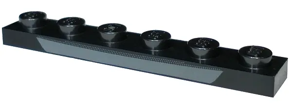 Black Plate 1 x 6 with Dark Bluish Gray Curved Shape and Dotted Lines Pattern