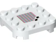 White Plate, Modified 4 x 4 with Rounded Corners and 4 Feet with Super Mario Scanner Code Double Arr