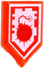 Trans-Neon Orange Tile, Modified 2 x 3 Pentagonal with Nexo Power Shield Pattern - Bomb Blast