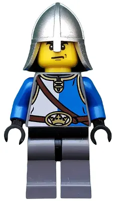 Castle - King's Knight Blue and White with Chest Strap and Crown Belt, Helmet with Neck Protector, A