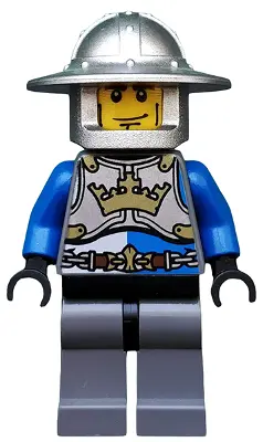Castle - King's Knight Breastplate with Crown and Chain Belt, Helmet with Broad Brim, Cheek Lines