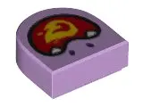 Lavender Tile, Round 1 x 1 Half Circle Extended with Open Mouth with Flame Pattern