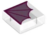 Trans-Clear Tile 1 x 1 with Magenta Dragon Wing Pattern