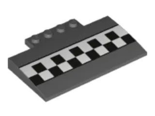 Dark Bluish Gray Slope, Curved 5 x 8 x 2/3 with 4 Studs with Checkered Pattern