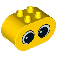 Yellow Duplo, Brick 2 x 4 x 2 Rounded Ends with 2 Eyes with Pupils Pattern