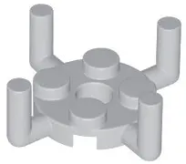 Light Bluish Gray Plate, Round 2 x 2 with Pin Hole and 4 Bar Arms Up