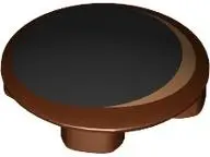 Reddish Brown Plate, Round 2 x 2 with Rounded Bottom (Boat Stud) with Black Circle with Medium Nouga