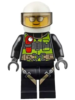 Fire - Reflective Stripes with Utility Belt and Flashlight, White Helmet, Trans-Brown Visor, Silver 