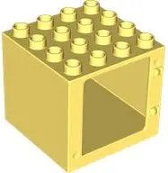 Light Yellow Duplo Door / Window Frame 4 x 4 x 3 Thin Top