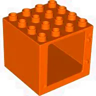 Orange Duplo Door / Window Frame 4 x 4 x 3 Thin Top
