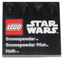 Black Tile, Modified 4 x 4 with Studs on Edge with LEGO Star Wars Logo, 'Snowspeeder', 'Snowspeeder 