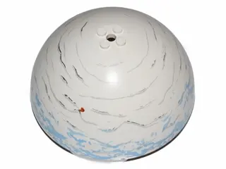 White Cylinder Hemisphere 11 x 11, Studs on Top with Light Bluish Gray and Medium Blue Planet Patter
