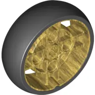 Pearl Gold Wheel 43 x 14 Technic with Axle Hole and 4 Pin Holes with Molded Black Hard Rubber Tire P