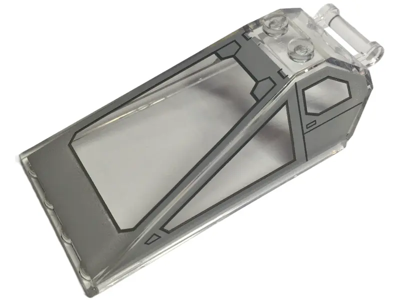 Trans-Clear Windscreen 8 x 4 x 2 with 2 Studs and Bar Handle with Light Bluish Gray Cockpit Window F