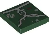 Dark Green Tile 2 x 2 with SW Mandalorian Boba Fett Armor Plates with Light Bluish Gray Lines, Silve