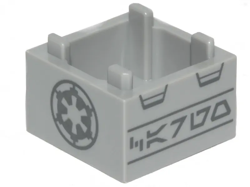 Light Bluish Gray Container, Box 2 x 2 x 1 - Top Opening with Raised Inner Bottom with Dark Bluish G