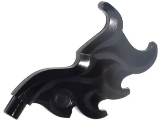 Black Wave Rounded Curved Wing with Bar End (Flame) with Marbled Dark Bluish Gray Pattern