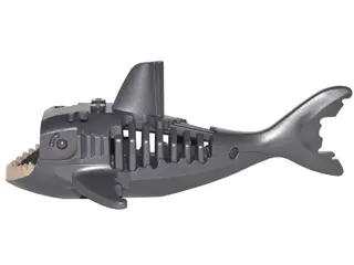 Pearl Dark Gray Shark Body with Bones and Gills with Dark Tan Teeth Ghost / Zombie Pattern