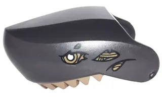 Pearl Dark Gray Shark Head Large with Dark Tan Teeth, Eyes, and Sinews, White Pupils Pattern
