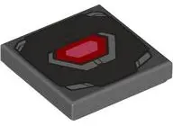 Dark Bluish Gray Tile 2 x 2 with War Machine Armor Plates, Red and Coral Hexagonal Arc Reactor Patte