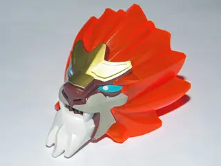 Trans-Neon Orange Large Figure Head Modified Chima Lion with Blue Eyes with White Pupils Pattern