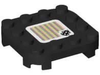 Black Plate, Modified 4 x 4 with Rounded Corners and 4 Feet with Super Mario Scanner Code Skewer Pat