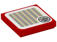 Red Tile 2 x 2 with Super Mario Scanner Code Grrrol Pattern (Sticker) - Set 71390
