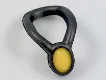 Pearl Dark Gray Mini Doll, Necklace Amulet with Molded Yellow Stone Pattern