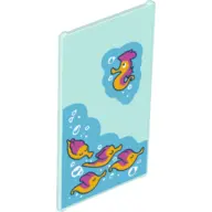 Trans-Light Blue Glass for Window 1 x 4 x 6 with 5 Seahorses, Water and Air Bubbles Pattern