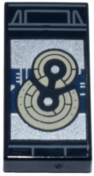 Tile 1 x 2 with Data Cartridge with Light Bluish Gray Case, Silver and Dark Blue Computer Chip and T