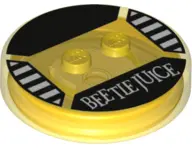Trans-Yellow Dimensions Toy Tag 4 x 4 x 2/3 with 2 Studs and Trans-Orange Bottom with White 'BEETLEJ