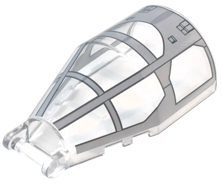 Trans-Clear Windscreen 6 x 4 x 2 Round with Bar Handle with Light Bluish Ahsoka Tano's T-6 Jedi Shut
