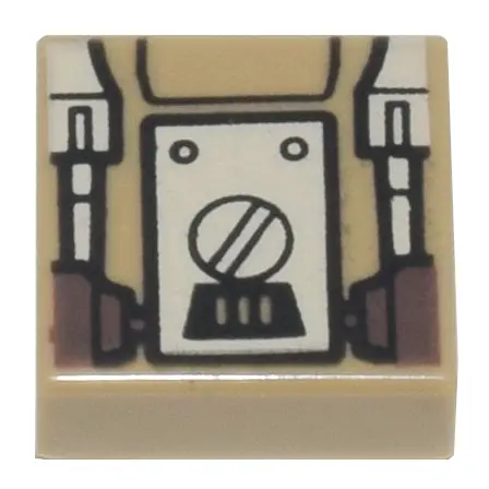 Dark Tan Tile 1 x 1 with White and Dark Brown SW Mark IV Architect Droid Back Panel Pattern (Profess