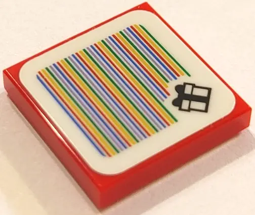 Red Tile 2 x 2 with Super Mario Scanner Code Gift Box Pattern (Sticker) - Set 71406