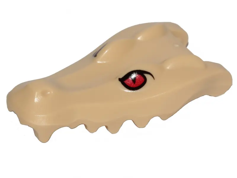 Tan Alligator / Crocodile Head Jaw Upper with Red Eyes Pattern