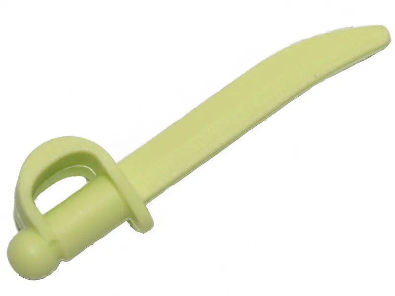 Yellowish Green Minifigure, Weapon Sword, Cutlass / Saber with Small Hilt