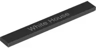 Black Tile 1 x 8 with 'White House' Pattern