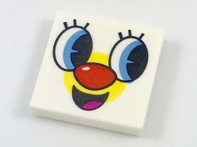 White Tile 2 x 2 with PPG Smartphone Face with Red Nose Pattern