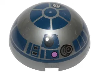 Flat Silver Cylinder Hemisphere 4 x 4 with R2-D2 Astromech Droid Pattern