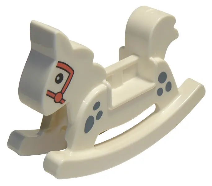 White Duplo Rocking Horse with Spots and Bridle Pattern