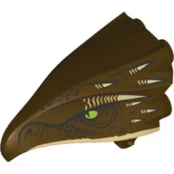 Dark Brown Bird Head Jaw Upper with Dark Brown Beak and Tan Horns Pattern (Hungarian Horntail)