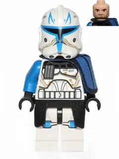 Clone Trooper Captain Rex, 501st Legion (Phase 2) - Blue Cloth Pauldron, Black Cloth Kama, Large Eye